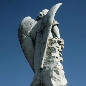 Rear view of angel statue on monument