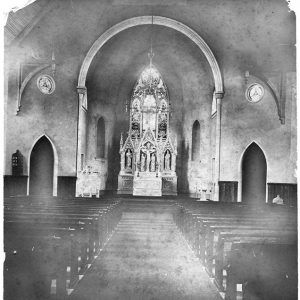 interior of church with large altar and four alcoves