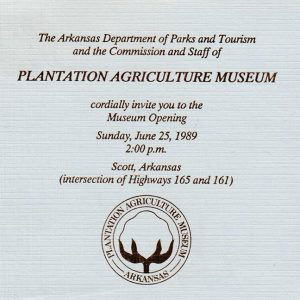 Formal invitation with logo of Plantation Agriculture Museum