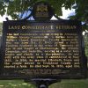 "Last Confederate Veteran" historical marker sign under tree