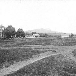 Town buildings with mountain in the background