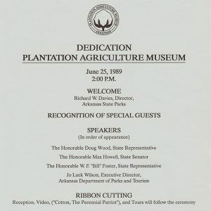 "Dedication Plantation Agriculture Museum" program cover