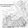 Town map with area affected by fire shaded in