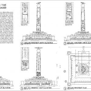 Line drawings of monument from various angles