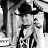 Young white smiling man standing in cowboy hat vest rhinestone boots with conical lens camera