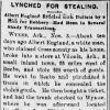 "Lynched for Stealing" newspaper clipping