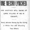 "One Negro lynched" newspaper clipping