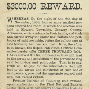 Three-thousand-dollar reward poster with black ink on yellow paper