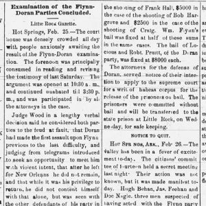 "Examination of the Flynn-Doran parties concluded" newspaper clipping