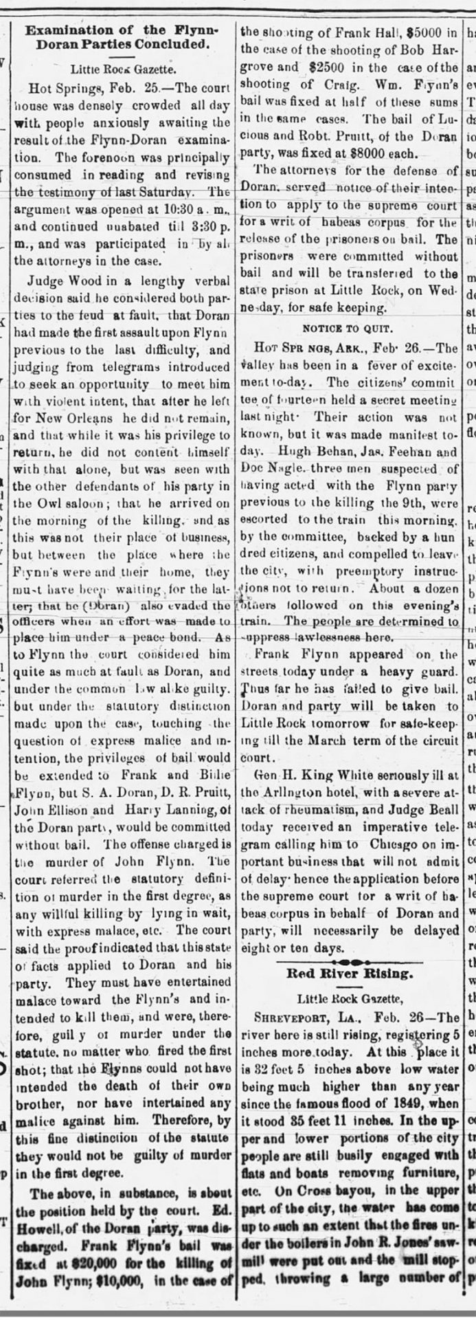 "Examination of the Flynn-Doran parties concluded" newspaper clipping