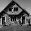 Building with stone walls and A-frame roof