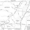 Political map of Arkansas and neighboring states showing historical trail routes with dotted lines