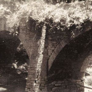 Side view of brick arch bridge