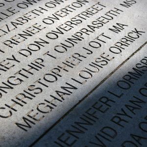 Names engraved in sidewalk