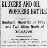 "Kluxers and oil workers battle" newspaper clipping