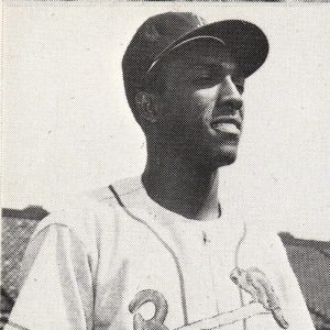 Black man wearing baseball uniform