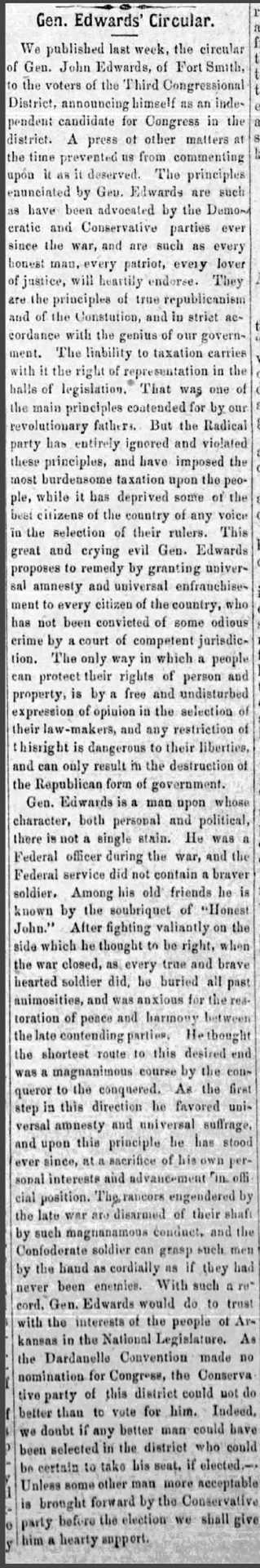 "General Edwards' Circular" newspaper clipping