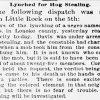 "Lynched for hog stealing" newspaper clipping