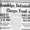 "Brundidge Defeated on Face of Return Charges Fraud and Contests the Election" newspaper clipping