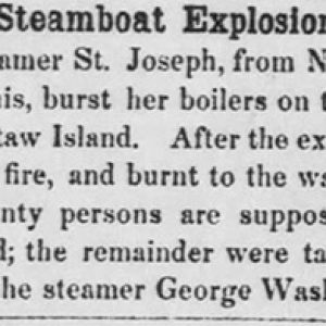 "Steamboat Explosion" newspaper clipping