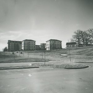 Multistory buildings on hospital campus seen from far away