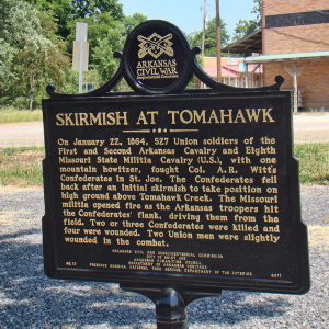 "Skirmish at Tomahawk" historical marker sign