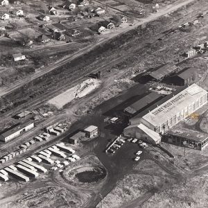 Warehouse buildings and outbuildings as seen from above