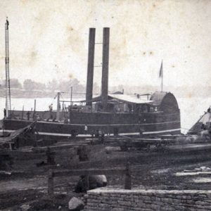 Armored steam boat on the water