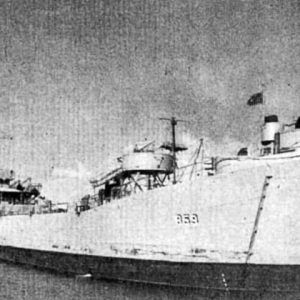 Close-up of naval vessel number 859