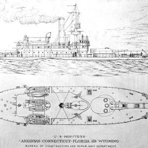 military ship plans "U.S. Monitors, Arkansas, Connecticut, Florida, and Wyoming. Bureau of Construction and Repair, Navy Department."