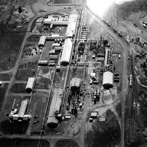 Industrial buildings and outbuildings as seen from above