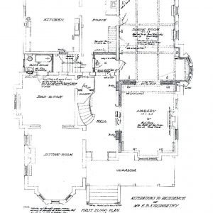 Floor plan showing "alterations to residence of Mr. E. B. Kinsworthy"