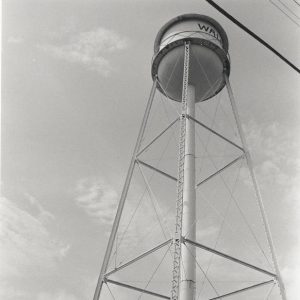 Water tower with buildings right under it