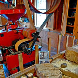 Mill machinery with belts and pulleys