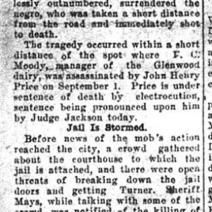 "Negro is shot to death by a mob at Helena" newspaper clipping