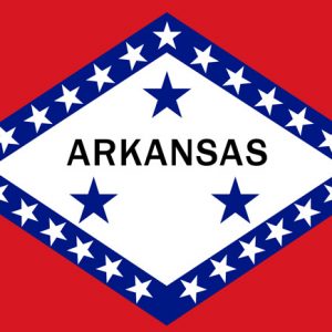 Digital flag graphic 25 star lined diamond shape with "Arkansas" and 3 stars in interior