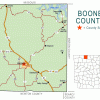 "Boone County" map showing borders roads cities waterways