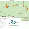 Political map of Clay County with location graphic below it