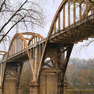 bridge with several arches over river