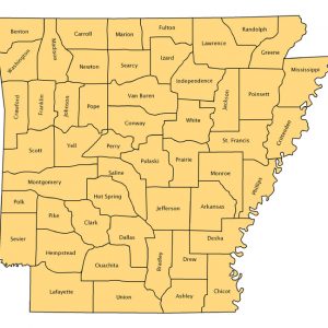 Map showing division of Arkansas counties in 1850