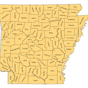 Map showing division of Arkansas counties in 2005