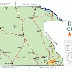 "Dallas County" map with borders roads cities rivers