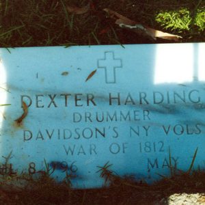 Marble grave maker with cross and engraving "Dexter Harding"