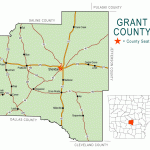 "Grant County" map with borders roads cities