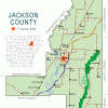 "Jackson County" map with borders roads cities river national wildlife refuge