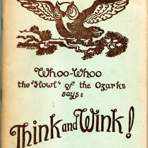 Print with owl illustration and captions titled "Think and Wink!" by "Rosa Zagnoni Marinoni"