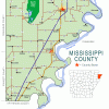 "Mississippi County" map with borders roads cities waterways