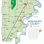 "Mississippi County" map with borders roads cities waterways