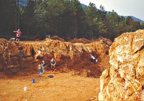 tourists in open pit mine