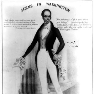 White man in a suit with the words "Scene in Washington"